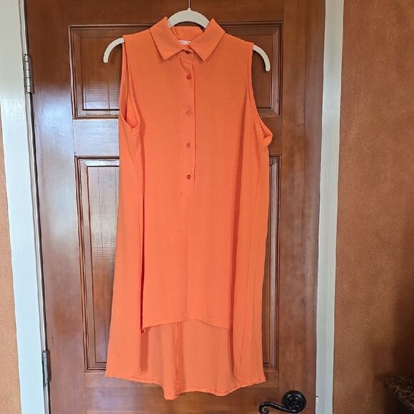 Sleeveless Orange Button-Up Dress - Picture 4 of 5